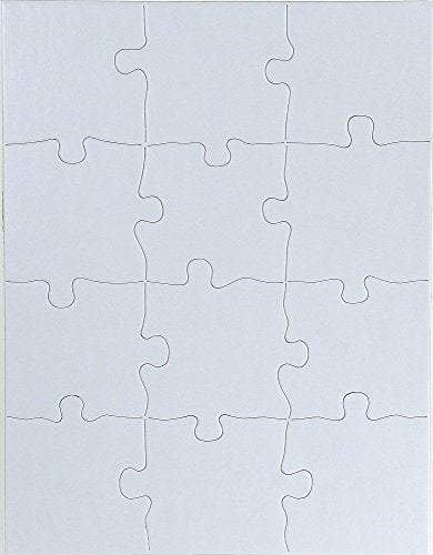 Hygloss Products - Blank Puzzles for Decorating, Jigsaw Activity, Use As Party Favors, DIY Invites and More - White, Sturdy – 8.5 x 11 Inches, 12 Pieces, 24 Puzzles