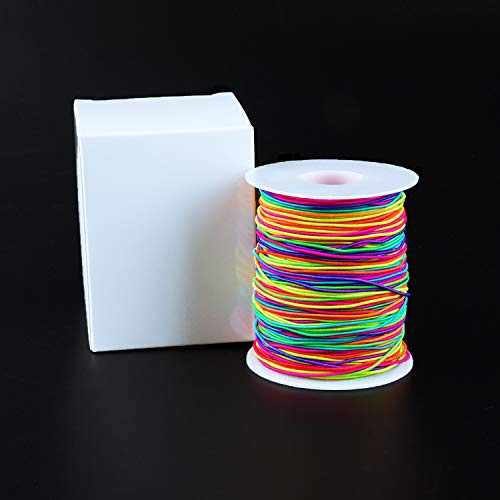 Sunmns 1mm Elastic Cord Beads Stretch String for Jewelry Bracelet Making, Rainbow 100 m