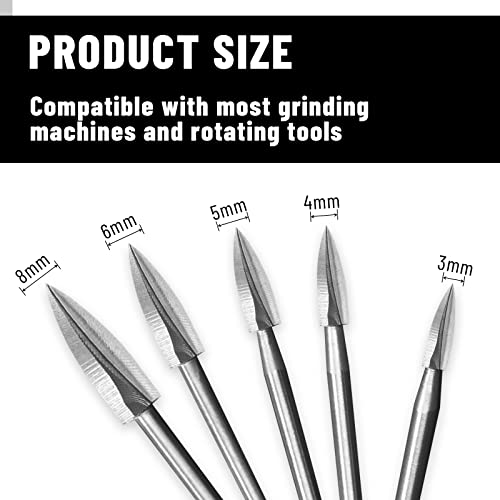 XAQISHIRE Wood Carving and Engraving Drill Bits 5PCS, Universal Fitment for Rotary Tools, Woodworking Accessories Tool for DIY, Carving, Engraving