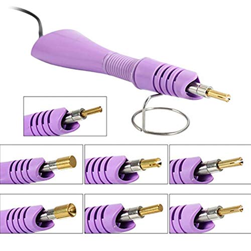 Hotfix Applicator,DIY Hot Fix Rhinestone Setter Applicator Wand Tool Kit Set with 7 Different Sizes Tips,Support Stand (Pink)