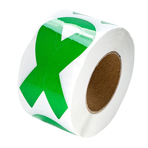 Fundraising For A Cause | Large Green Ribbon Awareness Stickers - Green Ribbon-Shaped Awareness Stickers for Cerebral Palsy, Liver Cancer, Mental Health, Organ Donation, Gun Control (250 Stickers)