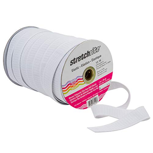 Stretchrite 1NSS1103WHTE Stretchrite 1-Inch by 50-Yard white Flat Non-Roll Woven Polyester Elastic Spool