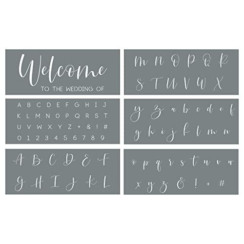 Wedding Stencils – Set of 6 Reusable Alphabet Stencils for Making Custom DIY Wedding Decorations – Easy Wedding Letter Stencils in a Modern Script Stencil Font