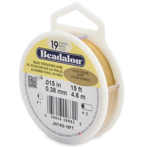 Beadalon 19-Strand 0.015" (0.38 mm) 15 ft (4.6 m) Gold Color Bead Stringing Wire