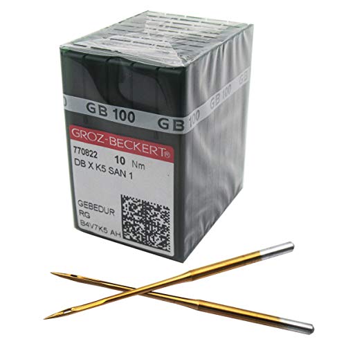 GROZ-BECKERT Needle in CKPSMS Clear Plastic Box - 100PCS Groz Beckert DBXK5 SAN1 GEBEDUR Titanium Coated Industrial Embroidery Machine Needles (Size 80/12)