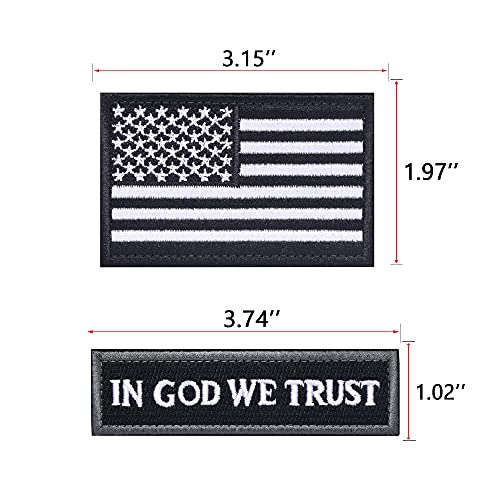 ELLEWIN Tactical Morale Patch USA Flag Don't Tread On Me in God We Trust (Black(USA Flag+in GOD WE Trust))