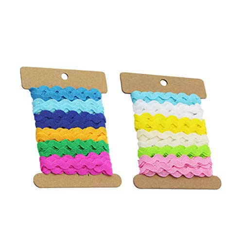 2 RIC rac Ribbon Roll 8mm Rick Rack Trim Zig Zag Braid Woven Trim Ribbon Tape for Sewing Gift Wrapping Crafting Wedding Baby Shower Party Sewing Rick Rack Decoration RIC rac Trim (6 Yards)