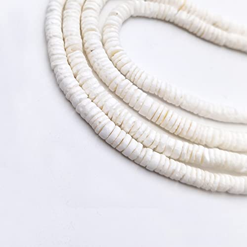 INSPIRELLE 48 Inch White Heishi Beads for Jewelry Making, 8mm Puka Shells Bead Strand, Natural Thin Flat Seashell Beads for Bracelets Necklaces Chokers and Anklets, African Disc Spacers