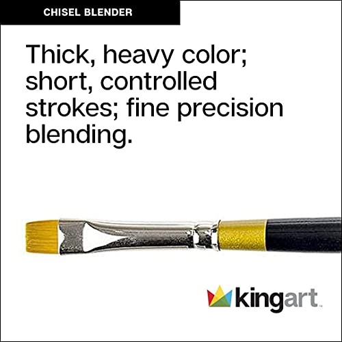 KINGART Original 9450 Series, Golden Taklon Chisel Blender/Short Shader, Size 0, Black/Gold, 9450-0