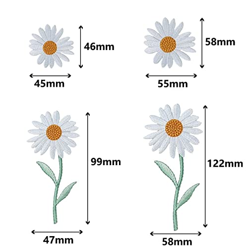 6 pcs Daisy Embroidery Patches Flowers Floral Patches Iron On Patches Sew On Applique Patch for Clothes DIY Patches Sewing Accessories