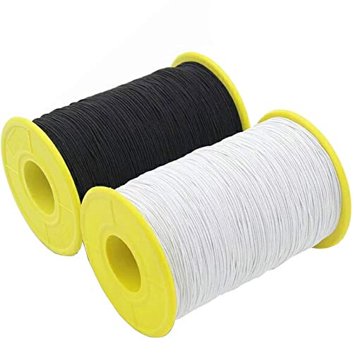 TIHOOD 2PCS 0.5mm Thickness 547 Yard Elastic Thread (Black and White)