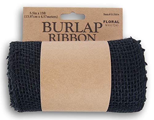 Black Burlap Ribbon Roll - 5.5" x 15'