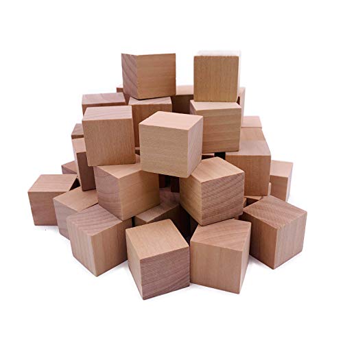 William Craft 130pcs 1 inch Natural Solid Cube Wooden Unfinished Craft Wood Blocks Wood Cubes for DIY Craft Gifts (130pcs)