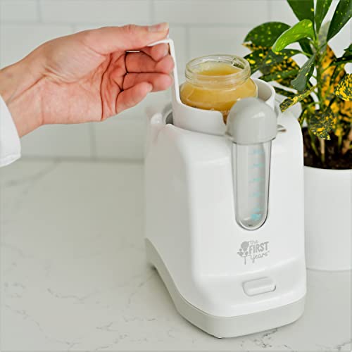 The First Years 2-in-1 Simple Serve Bottle Warmer | Quickly Warm Bottles of Breastmilk or Formula | Sanitize Pacifiers | Compact Design | Holds Wide Narrow and Angled Bottles