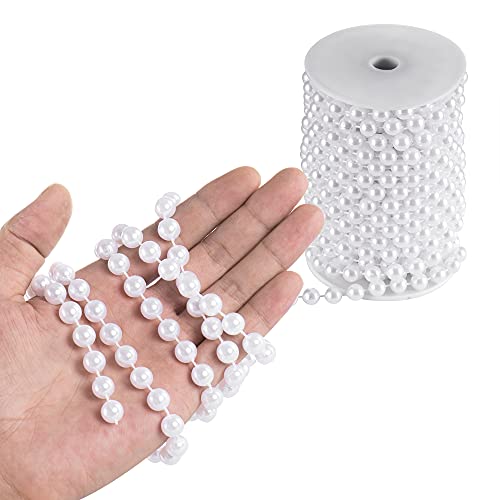 Craft String Pearls 10MM Pearl Bead, 33 Feet White Faux Pearl Garland Spool Roll Strand Wedding Party Decoration