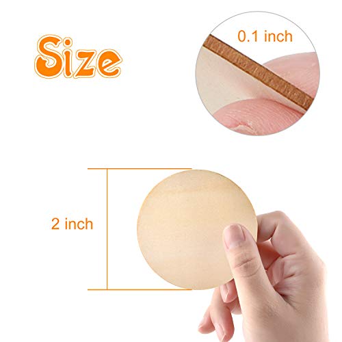 Coopay 120 Pieces 2 Inch Wooden Circles, Unfinished Round Wood Slices Natural Wooden Cutouts for Door Hanger, Painting, Wedding, Home Decoration DIY Wood Craft Supplies