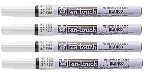 Sakura Pen-Touch permanent paint marker 1.0 mm fine point White color, Pack of 4