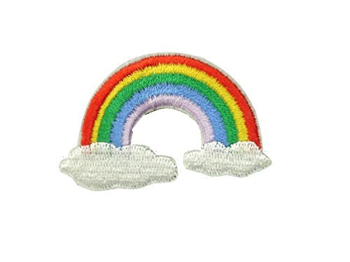 2 small pieces RAINBOW & CLOUDS Iron On Patch Applique Embroidered Motif Fabric Children Decal 2.2 x 1.4 inches (5.7 x 3.5 cm)