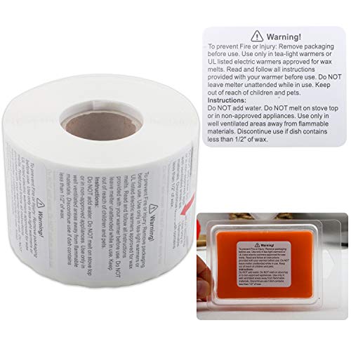MILIVIXAY 600 Pieces Wax Melt Warning Labels Candle Warning Labels Wax Melt Warning Labels for Clamshell, 1.8 x 1.5 inches