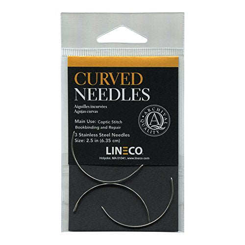 Lineco Stainless Steel Curved Needles for Book Binding and Repair, 2.5 inches, Pack of 3 (870-892), Silver