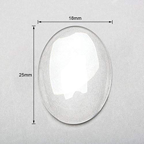 dophee Oval Glass Cabochon for Jewelry Making, Clear Dome Tiles Cabochons with Flat Back, Dome Bead Cameo Cabochon Tile for DIY Craft Photo, Pendants, Rings, Necklace, 25x18mm, 50-Pack