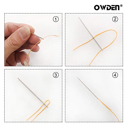 Owden 12Pcs Leather Hand Sewing Needles, Professional Small Eye Design for Leather Hand Stitching Needle. 2 Sizes and Each 6Pcs.
