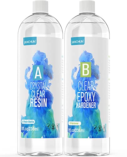 16oz Crystal Clear Epoxy Resin Kit Casting and Coating for River Table Tops, Art Casting Resin,Jewelry Projects, DIY,Tumbler Crafts, Molds, Art Painting, Easy Mix 1:1 Ratio
