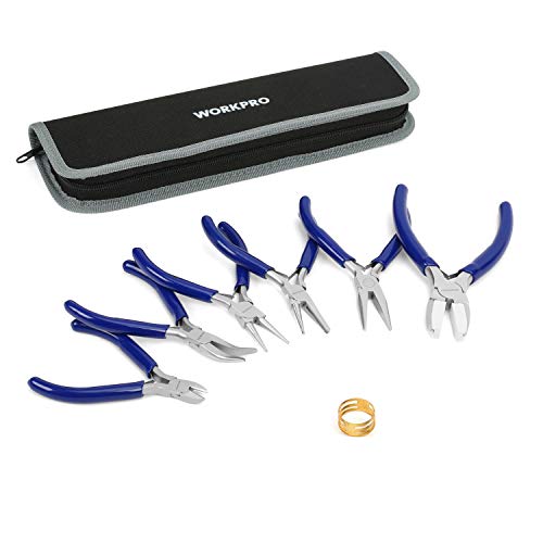 WORKPRO 7-Piece Jewelers Pliers Set, Jewelry Making Tools Kit with Easy Carrying Pouch (Blue)