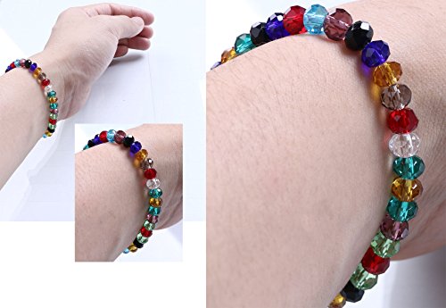 Shapenty 24 Colors 6mm Decorative Hand Briolette Faceted Rondelle Crystal Glass Beads with Hole for DIY Craft Bracelet Necklace Jewelry Making, 1200 Pieces/Box