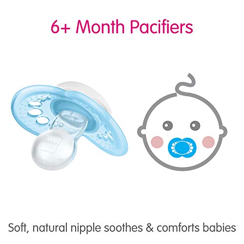 MAM Night Pacifiers (2 Count), MAM Pacifiers 6+ Months, Best Pacifier for Breastfed Babies, Glow in The Dark Pacifier, Baby Unisex Pacifier, 6-16 (Pack of 2)