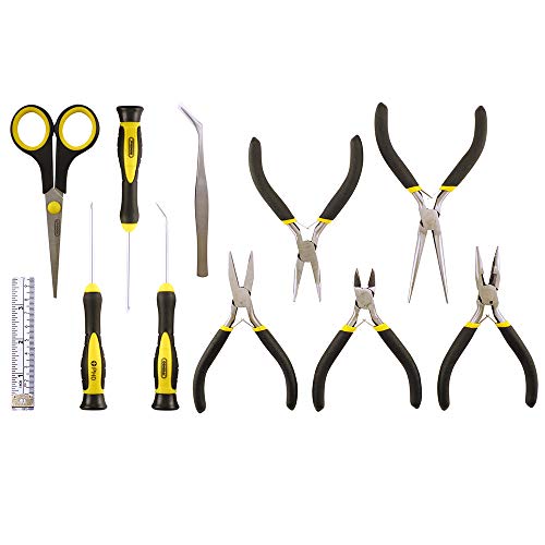 General Tools Precision Tool Set #PTS1 for Crafting, Hobbies, Jewelry and Home Repair, 11 Pieces Including Mini Pliers, Screwdrivers, Pick, Soft Tailor Cloth Tape Rule, Scissors and Tweezers