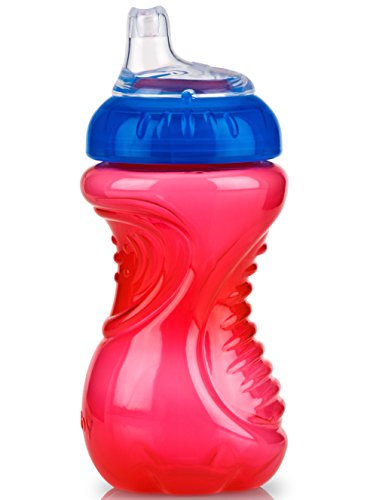 Nuby 2 Piece No Spill Easy Grip Trainer Cup 10 oz, Blue/Red