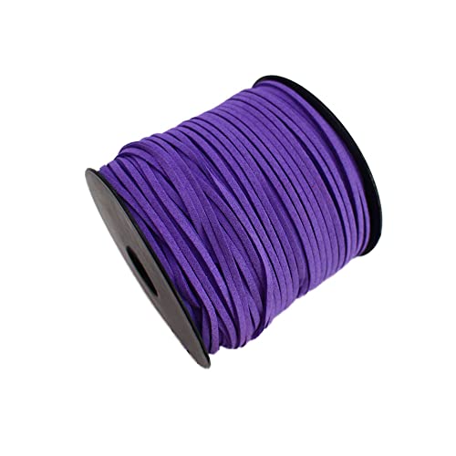 PAMIR TONG 100 Yards 2.6mm Suede Leather Cords Leather Lace Flat Faux Suede Cord String Thread Velvet Cord for Necklace, Bracelet, Beading and DIY Crafts (Purple)