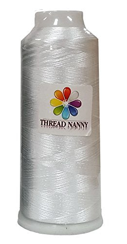 White Embroidery Machine Bobbin Thread - Huge 5500yards Cone Spool - 60 WT Polyester for Brother Janome Singer Embroidery Machines
