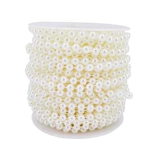 INSPIRELLE 6MM Faux Pearl Beads Garland Pearl Bead Roll Strand for Wedding Party Decoration (Ivory, 18M)