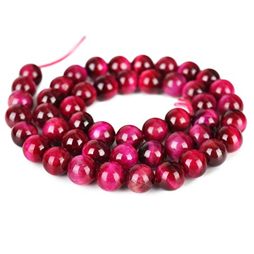 Natural Hot Pink Tiger Eye Beads, Grade AAA Gemstone Round Loose Beads 6MM 60PCs Bulk Lot Options, Semi Precious Stone Beads for Jewelry Making