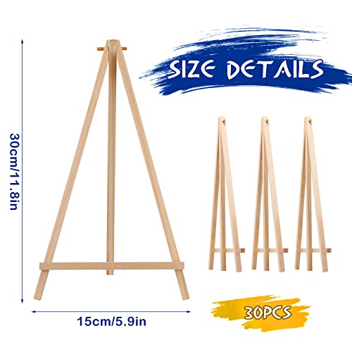 BBTO 30 Pack 12 Inch Tall Wood Easels Tabletop Display Easels Art Craft Painting Easel Stand Wooden Triangle Painting Easel Arts Crafts Tripod Easels for Artist Adults Students(12 x 6 Inch)