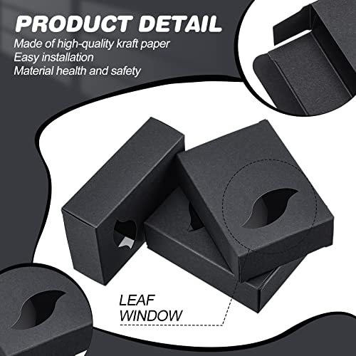 30 Pcs Soap Packaging Box Kraft Soap Box with Window Soap Boxes for Homemade Soap Leaf Window Box for Soap Homemade Soap Making Supplies Packaging for Party Favor Treats 3.82 x 2.76 x 1.18 Inch (Black)