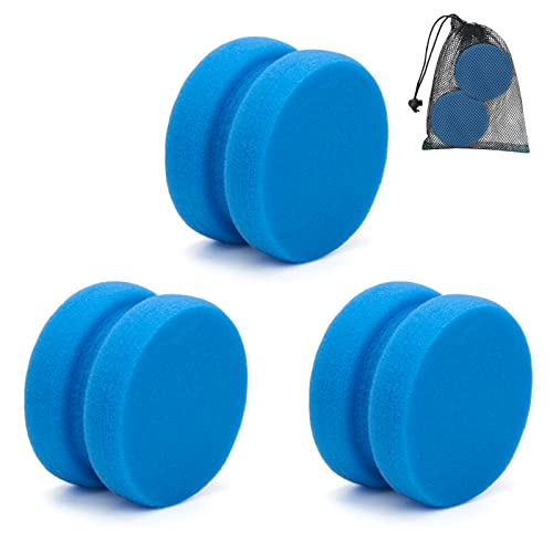 Paint Sponge Applicator 3Pcs, Boyistar Black Detail Painting Sponge Double-Side Art Craft Round Sponge for Car Waxing, Wall Repairing Kitchen Cleaning Sponges with Storage Mesh Bag (Blue)