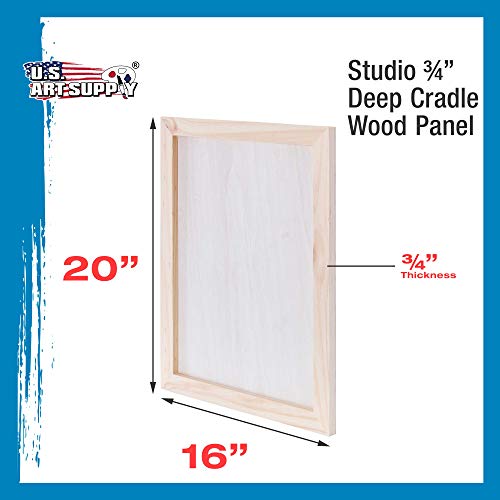 U.S. Art Supply 16" x 20" Birch Wood Paint Pouring Panel Boards, Studio 3/4" Deep Cradle (Pack of 2) - Artist Wooden Wall Canvases - Painting Mixed-Media Craft, Acrylic, Oil, Watercolor, Encaustic