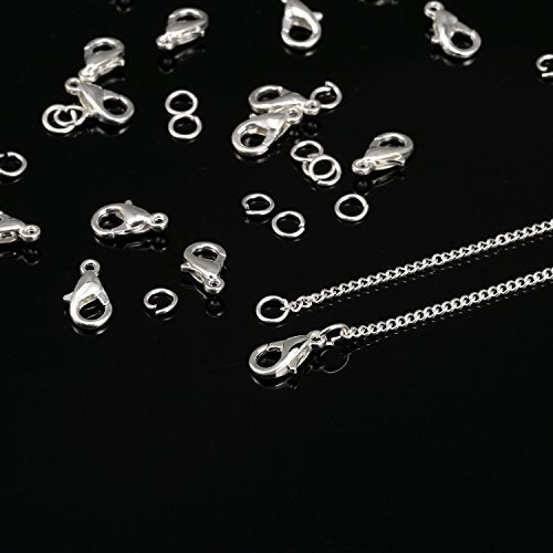 33 Feet Silver Plated Cable Chain Necklace with 30 Jump Rings and 20 Lobster Clasps for Jewelry Making (1.5 mm)