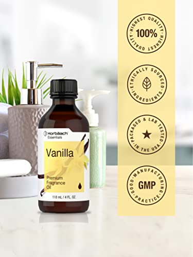 Vanilla Fragrance Oil | 4 fl oz (118 ml) | Premium Grade | for Diffusers, Candle and Soap Making, DIY Projects & More | by Horbaach