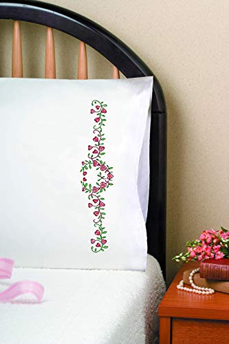 Tobin Stamped Pillowcases, Heart Vine, 20" x 30" Embroidery Kit
