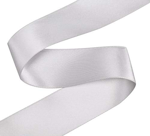 YAMA Double Face Satin Ribbon - 1 1/2 Inch 25 Yards for Gift Wrapping Ribbons Roll, Silver