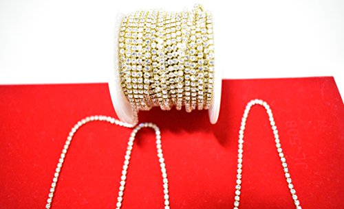 Art&Beauty11 Yards Crystal Rhinestone Close Chain Trimming Claw Chain Jewelry Crafts DIY (2mm Golden)