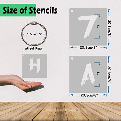 7 Inch Letter Stencils 36 PCS Alphabet Number Templates with Calligraphy Font, Reuseable Plastic Art Craft Stencils Cursive Letter Number Stencils for Painting on Wood