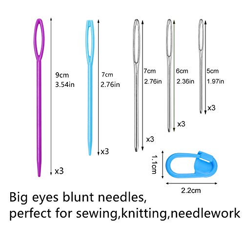24pcs Yarn Needle Tapestry Needles,Darning Needle Yarn Needles,Big Eye Blunt Knitting Needles with Stitch Markers for Knitting Crocheting