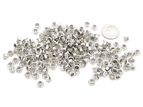 CRAFTMEMORE 1/8 Inch ID Grommets Eyelets 3MM Hole Self Backing Eyelet for Bead Cores, Clothes, Leather, Canvas 200pcs (Silver)