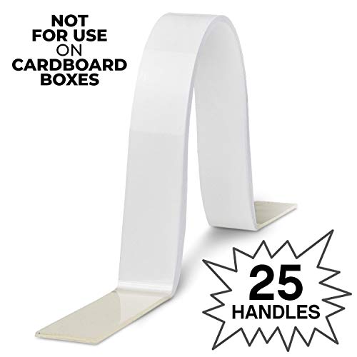 LONGCHAIN Adhesive Carry Handle, Adhesive Carrying Handle Strap, Use as Carry Strap for Moving Boxes, Stick on Handle for Carrying Items, 10 Pound Carry Load, 25 Handles Included, Strong Adhesive