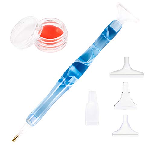 Diamond Painting Pen, Handmade Resin Diamond Painting Pens with Glue Clay and Various Tips, More Comfortable and Faster, 5D Diamond Painting Tools for Diamond Paintings Hobby (Blue)